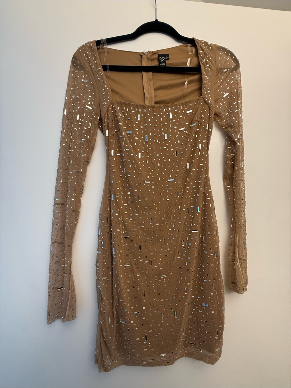 Windsor Nude Tan Mini Dress with Silver Accents - Picture 3 of 3